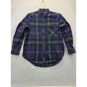 BDG Urban Outfitters Plaid Flannel Button Down Shirt Navy Green Womens Medium